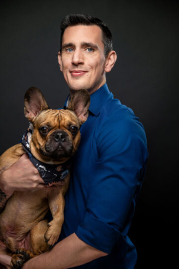 Portrait Jean-Claude Grandjean mit Hund